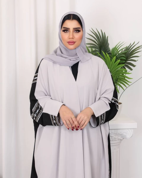 Abaya Crepe in two colors black and beige IB187