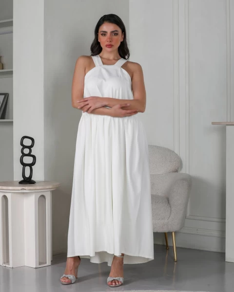 White Crepe Dress IB1004